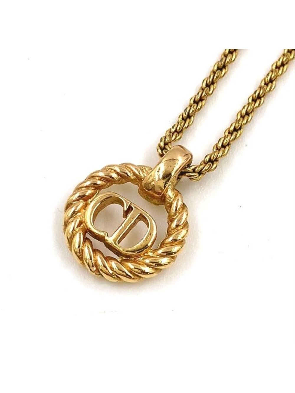Dior Twist Circle Logo Gold Plated Necklace